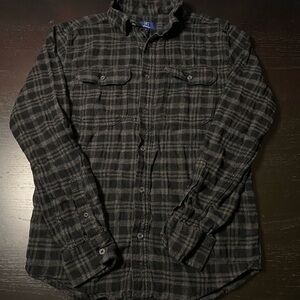 George Black and Gray Plaid Button-Up Shirt